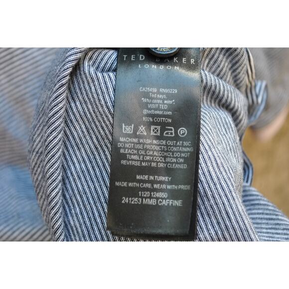 Ted Baker Men's Navy Microstripe Polo Shirt – Size 5 (XL Equivalent) - Picture 4 of 5